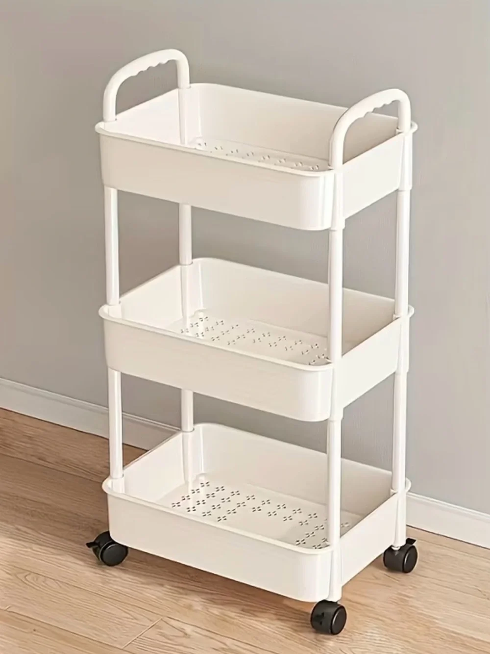 NWT-Lambert Home Multi-Functional 3-Tier Lightweight White Rolling Storage Cart